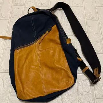 BAGGYPORT 배기포트 천연 가죽 고베 바디백 남성용 네이비 카멜