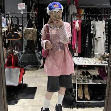 코디 판매 4종 세트 desainual 별 보더 롱 T 셔츠 하프 팬츠