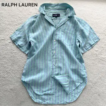 RALPH LAUREN 린넨 셔츠 오픈 카라 스트라이프