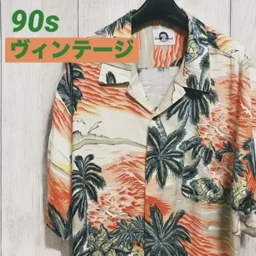 90년대 빈티지 트로피컬 알로하 셔츠 반팔 XL