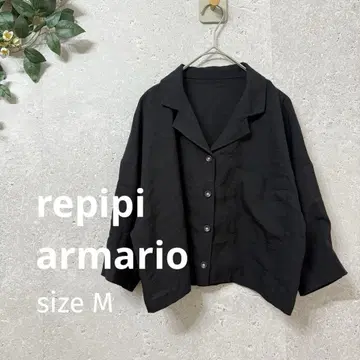 repipi armario 숏 기장 오픈 카라 셔츠 M 블랙 루즈핏