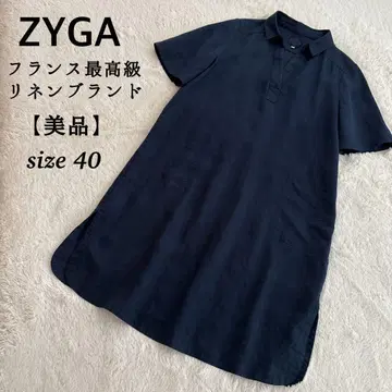 새상품급 프랑스 고급 ZYGA 리투아니아 린넨 스키퍼 셔츠 원피스 L