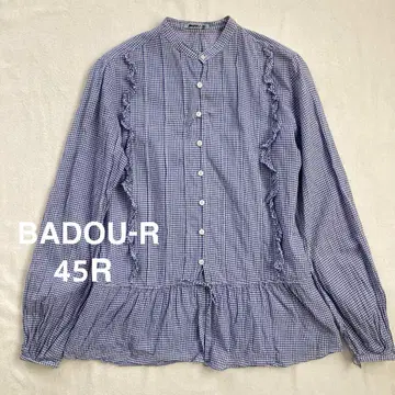 45R badou-R 밴드 카라 핀턱 프릴 리본 셔츠