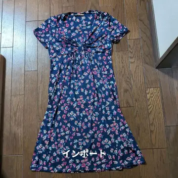 MAILLE DEMOISELLE 플라워 프린트 반팔 롱 원피스