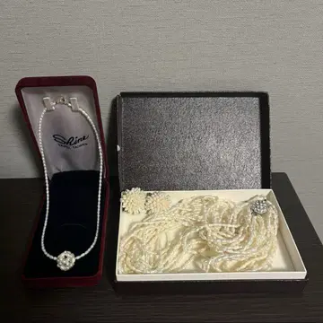 담수 진주 목걸이 귀찌 2개 세트 여성용