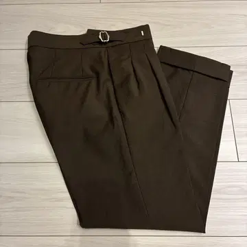TAGLIATORE 브라운 더블 플리츠 슬랙스
