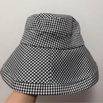 체크 무늬 버킷 햇
