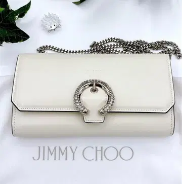 JIMMY CHOO 지미추 체인 지갑 아이보리