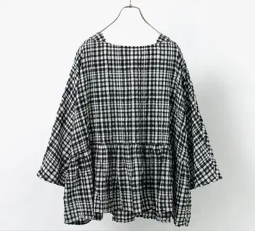 TUMUGU (츠무구) 코튼 실크 큐프라 체크 풀오버