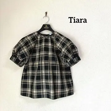 Tiara 티아라 체크 퍼프 슬리브 블라우스
