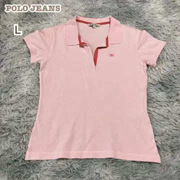 폴로 청바지 [L] 반팔 피케 셔츠 스키퍼 셔츠 핑크 로고 자수 코튼