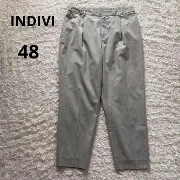 INDIVI 48 라이트 그레이 안감 부착 팬츠 빅 사이즈