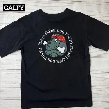 GALFY GALFY 티셔츠 반팔 티셔츠 태양 개 블랙