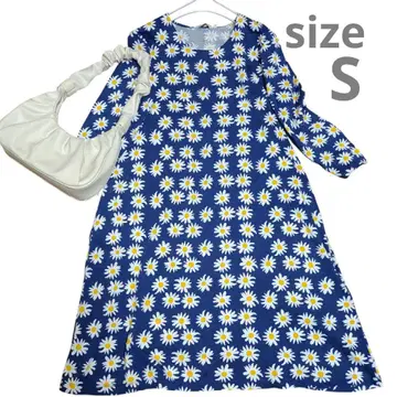 마리메꼬 marimekko 원피스 전체 꽃무늬 7부 소매 S 네이비 블루