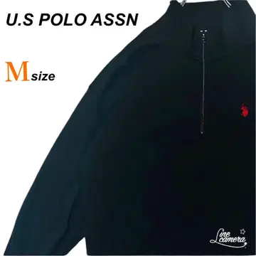 U.S POLO ASSN 하프 지퍼 맨투맨 자수 블랙 M