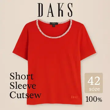 DAKS 덕스 반팔 티셔츠 빨간색 체크 42 면 100