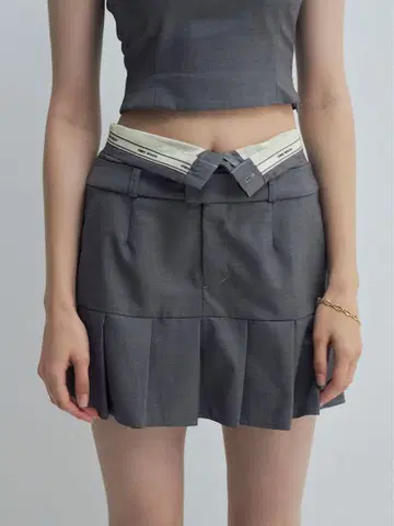 에이미 이스트 월 eimyistoire 로고 플리츠 치마바지 GRY S