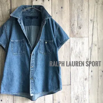 RALPH LAUREN SPORT 랄프 로렌 반팔 데님 셔츠 y2k