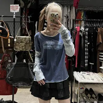할리데이비슨 도킹 롱 T 암 디자인 y2k 헤이세이 로고