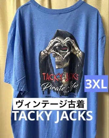 빈티지 구제 의류] TACKY JACKS 반팔 티셔츠 남성용 블루 3XL