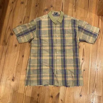 90's DAKS 체크 무늬 반팔 셔츠 L 사이즈