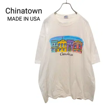 90s USA제 싱글 스티치 차이나타운 아트 티셔츠 A-3755