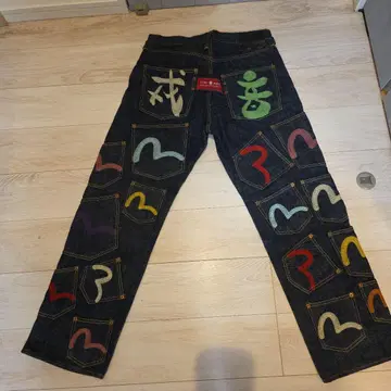 EVISU 데님 팬츠 34x34 컬러풀 자수