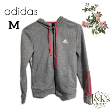 Adidas 후드 부착 후드티 M 사이즈 그레이 핑크
