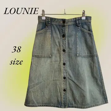 LOUNIE 데님 플레어 스커트 프론트 버튼 무릎 기장 M 사이즈