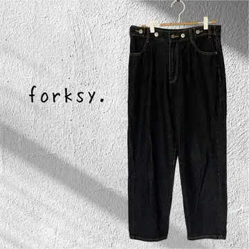 forksy. 포크시 블랙 데님 스트레이트 팬츠