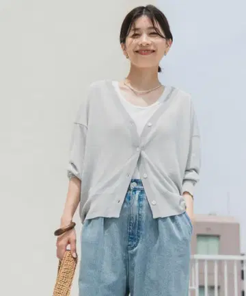 어반 리서치 도어스 린넨 혼방 V넥 숏 가디건 새상품