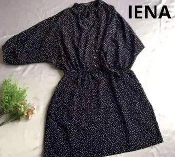 IENA 이에나 원피스 프리 사이즈 도트 무늬 네이비 7부 소매