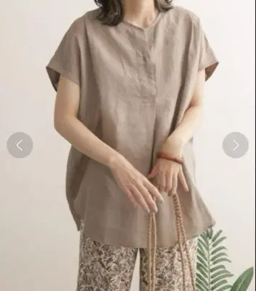 어반 리서치 도어스 린넨 100% 프렌치 노카라 스키퍼 블라우스