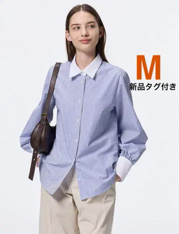 미사용 새상품] 지유 클레릭 셔츠 블루 M 사이즈 GU