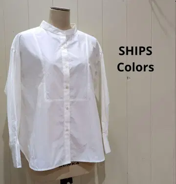 쉽스 컬러 SHIPS 밴드 카라 긴팔 셔츠 화이트 여성용