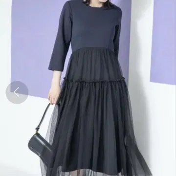 미사용 새상품 에이미로우 튤 레이어드 드레스 네이비 38 사이즈