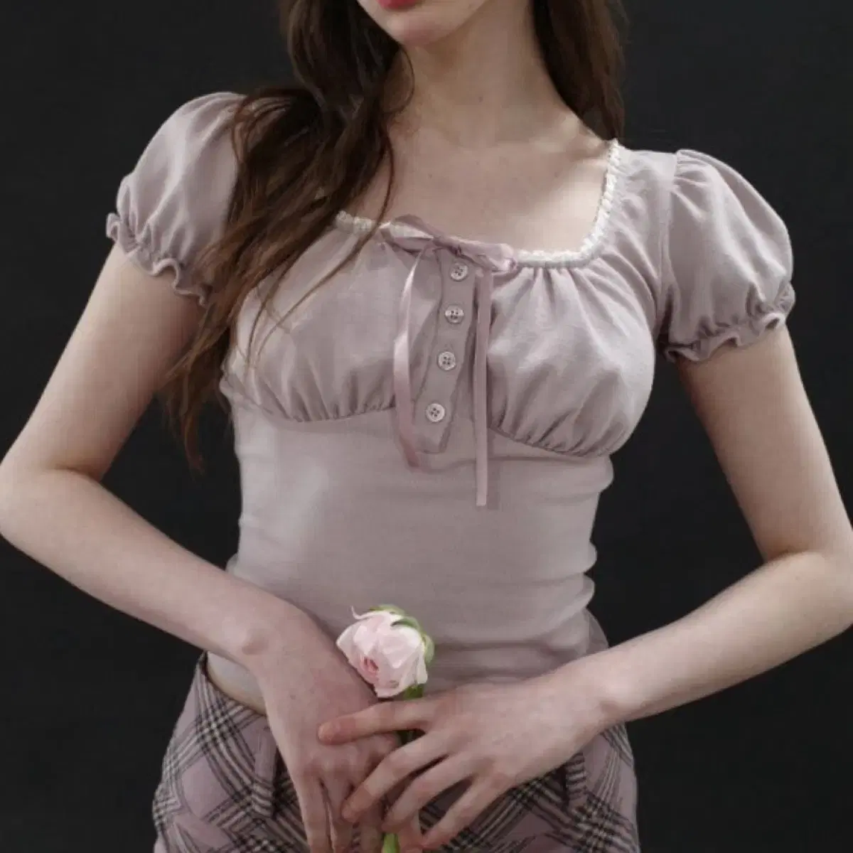 Dry Rose Dorothy Shirring Top Pink (24ver.) #드라이로즈 Dry Rose Dorothy Shirring Top Pink (24ver.) #드라이로즈