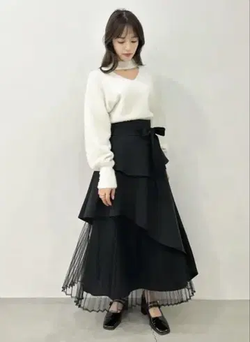 택 포함 미사용 새상품! dazzlin 아지메 티어드 플리츠 스커트