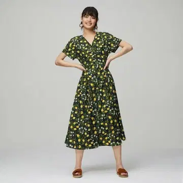 지유 케이타 마루야마 레몬 패턴 원피스
