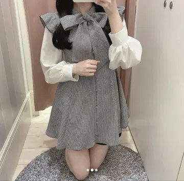 evelyn 에블린 체크 리본 셋업