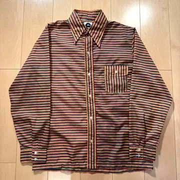 80s 레어 SASKA SKIWEAR 멀티 컬러 스트라이프 셔츠 L