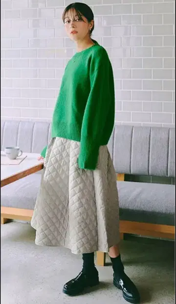 titivate 퀼팅 턱 스커트 그레이