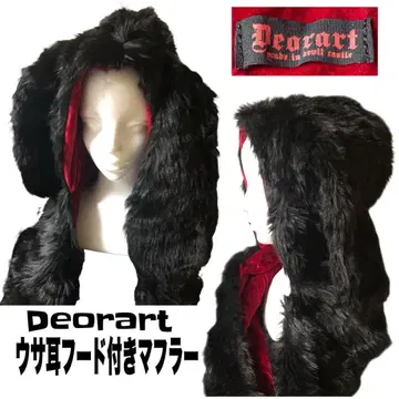 Deorart 디오라트 토끼 귀 후드 부착 머플러 장미