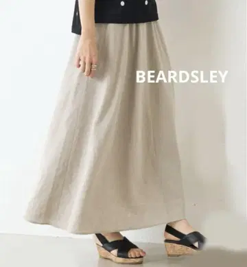 새상품 비어즐리 허리 리브 스커트 플레어 카키 BEARDSLEY