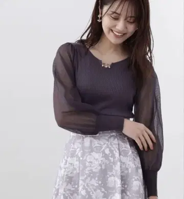 프로포션 바디 드레싱 펄 모티브 시어 쓰리 리브 니트 새상품