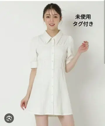 LADYAZEL 스티치 칼라 미니 원피스