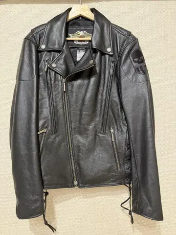 파격 가격 천연 가죽 Harley Davidson 블랙 라이더 자켓 S