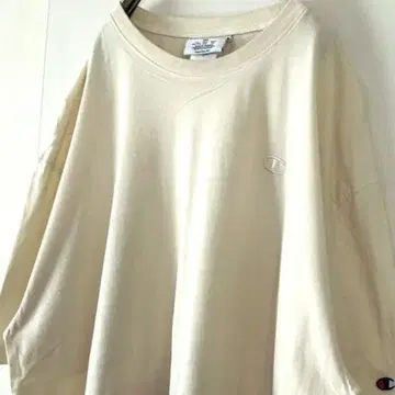 챔피온 자수 그라데이션 티셔츠 2XL 화이트 베이지 브라운 구제 의류