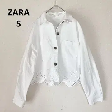 ZARA 자라 컷워크 자수 데님 자켓 화이트 S 사이즈