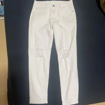 화이트 데미지 스키니 청바지